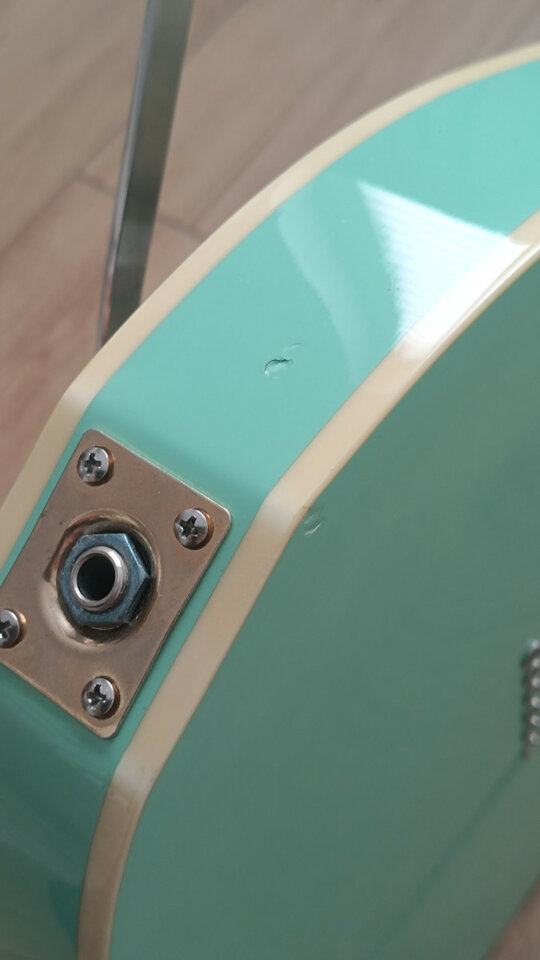 Telecaster Partcaster green surf foam binding mástil block inlays Bigsby