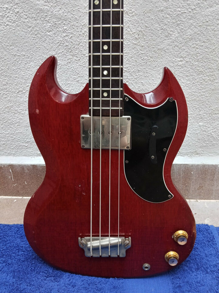 1965 Gibson EB-0 original Bass, en Cardinal Red
