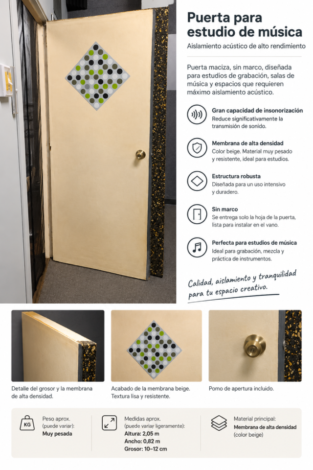 Puerta maciza para estudios de grabación de segunda mano · Foto 1 de 3 · Barcelona · 80 €