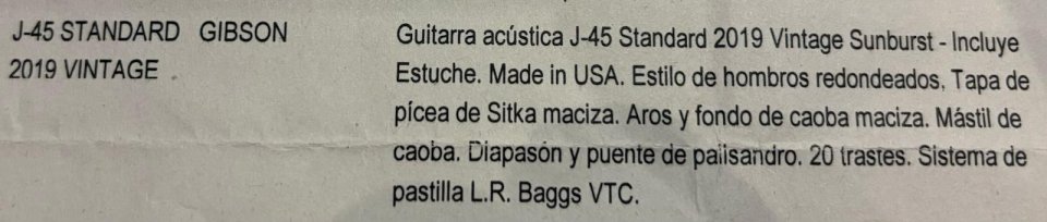 Guitarra acústica Gibson J45 Standard de segunda mano · Foto 6 de 6 · Barcelona · 2050 €