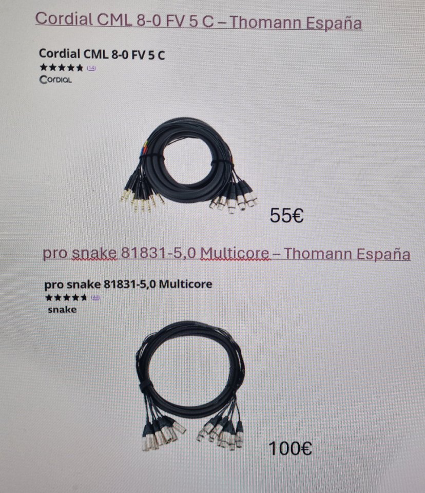 Cables Audio y Mangueras PARA ESTUDIO - VARIOS MODELOS de segunda mano · Foto 6 de 6 · Las Palmas · 1 €