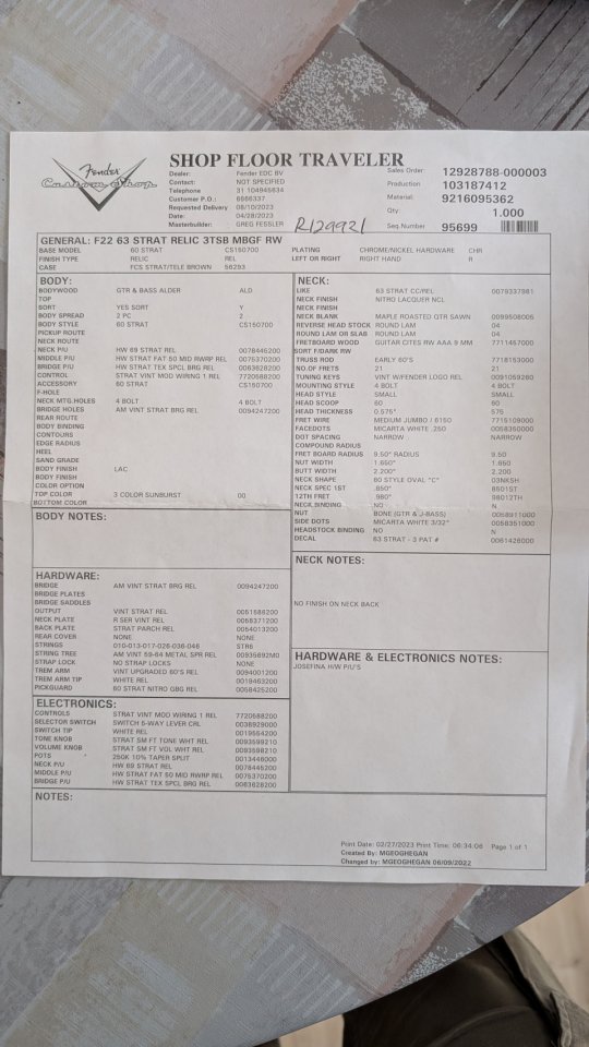 Fender Custom Shop Masterbuilt 1963 Stratocaster – Greg Fessler