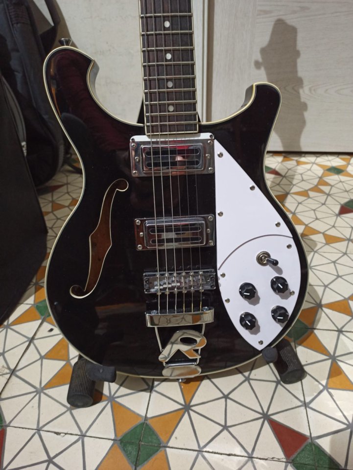 Harley Benton RB-600BK modificada (estilo Rickenbacker)