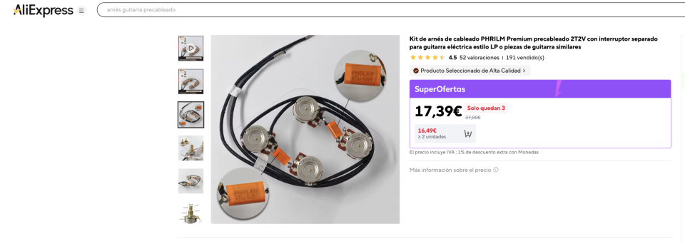 Harley Benton RB-600BK modificada (estilo Rickenbacker)