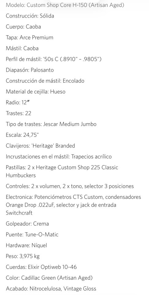 Heritage Custom Core H150 Green Cadillac de segunda mano · Foto 9 de 9 · Barcelona · 3400 €