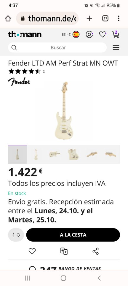 FENDER Stratocaster AMERICAN PERFORMER ,Ltd y del 75 aniversario de segunda mano · Foto 8 de 8 · Sevilla · 1100 €