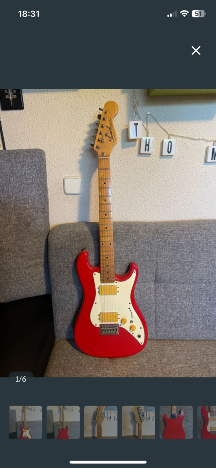 Guitarra Samick roja de segunda mano · Foto 1 de 6 · Madrid · 190 €