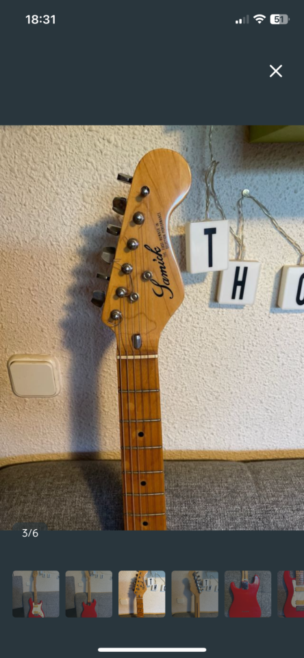 Guitarra Samick roja de segunda mano · Foto 3 de 6 · Madrid · 190 €