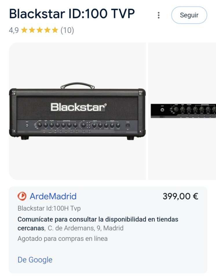 Cabezal Amplificador Blackstar ID:100 TVP 100W de segunda mano · Foto 4 de 8 · Guadalajara · 280 €