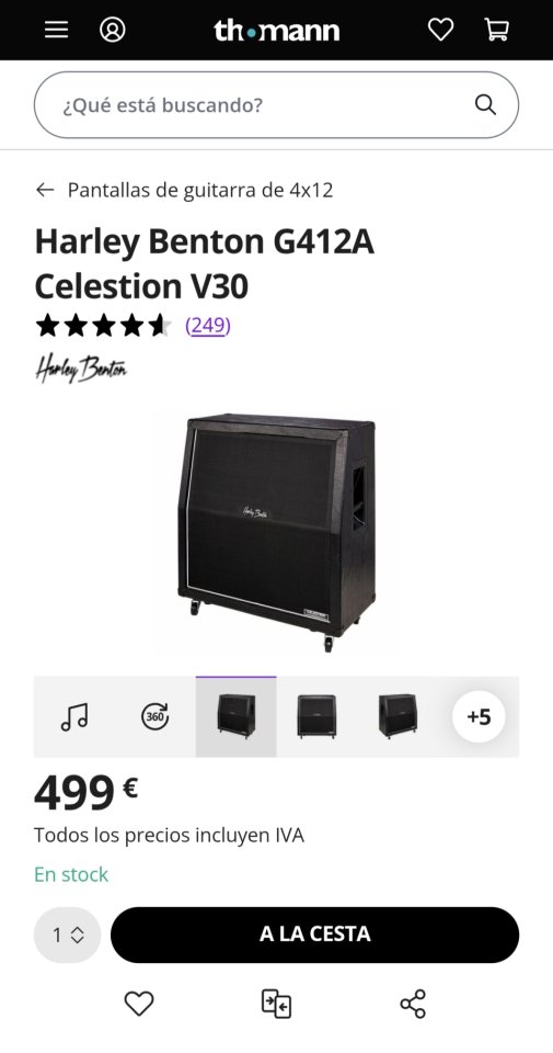 Pantalla Harley Benton G412A 4x12 Celestion V30 de segunda mano · Foto 3 de 6 · Guadalajara · 365 €