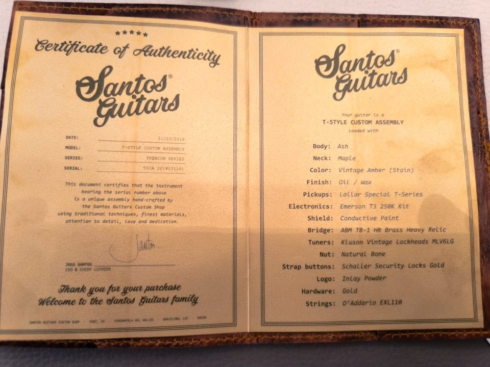 Telecaster Santos Guitars Custom Assembly 2018