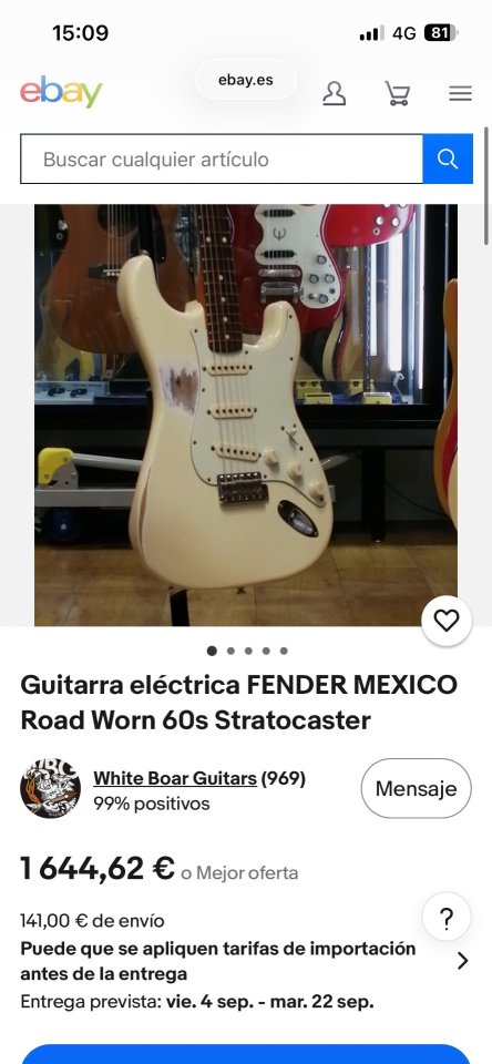 Fender stratocaster road worn 60s por strato Fender de arce de segunda mano · Foto 8 de 10 · Ourense
