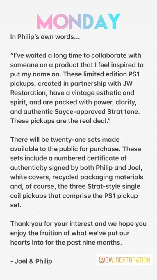 JW Restoration PS-1 Philip Sayce Edicion Limitada (Stratocaster)