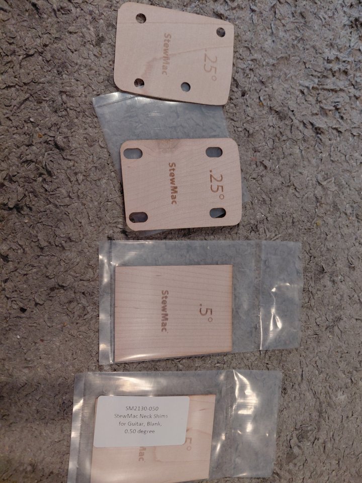 Stewmac neck shims calzos cuñas