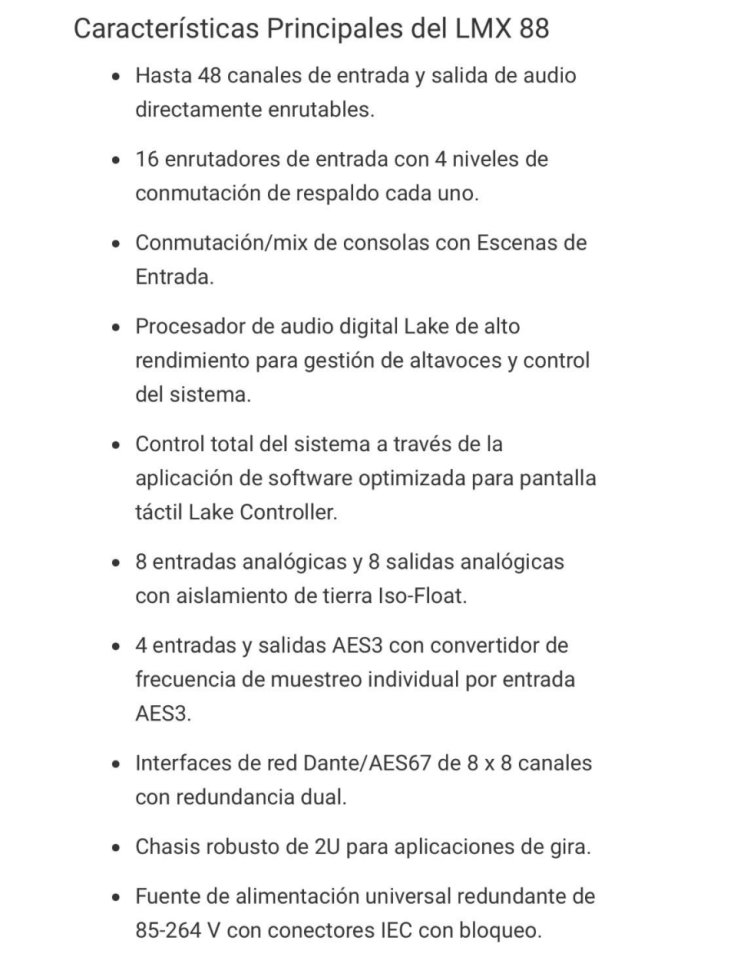 PROCESADOR DE SEÑAL DIGITAL LAKE LMX88 de segunda mano · Foto 3 de 3 · Granada · 4299 €
