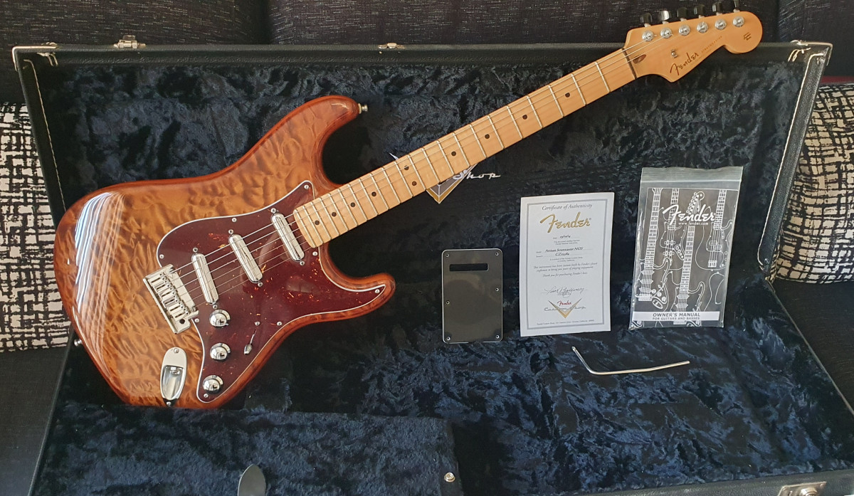 Cambio Fender stratocaster custom shop artisan quilted maple top